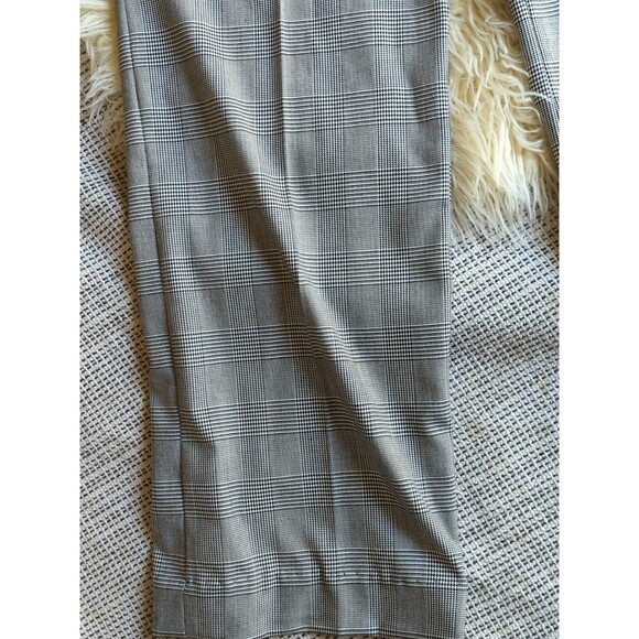 Michael Kors 4 Black & White Plaid Straight Fit Wide Leg Dress Pants Classic - Picture 7 of 9